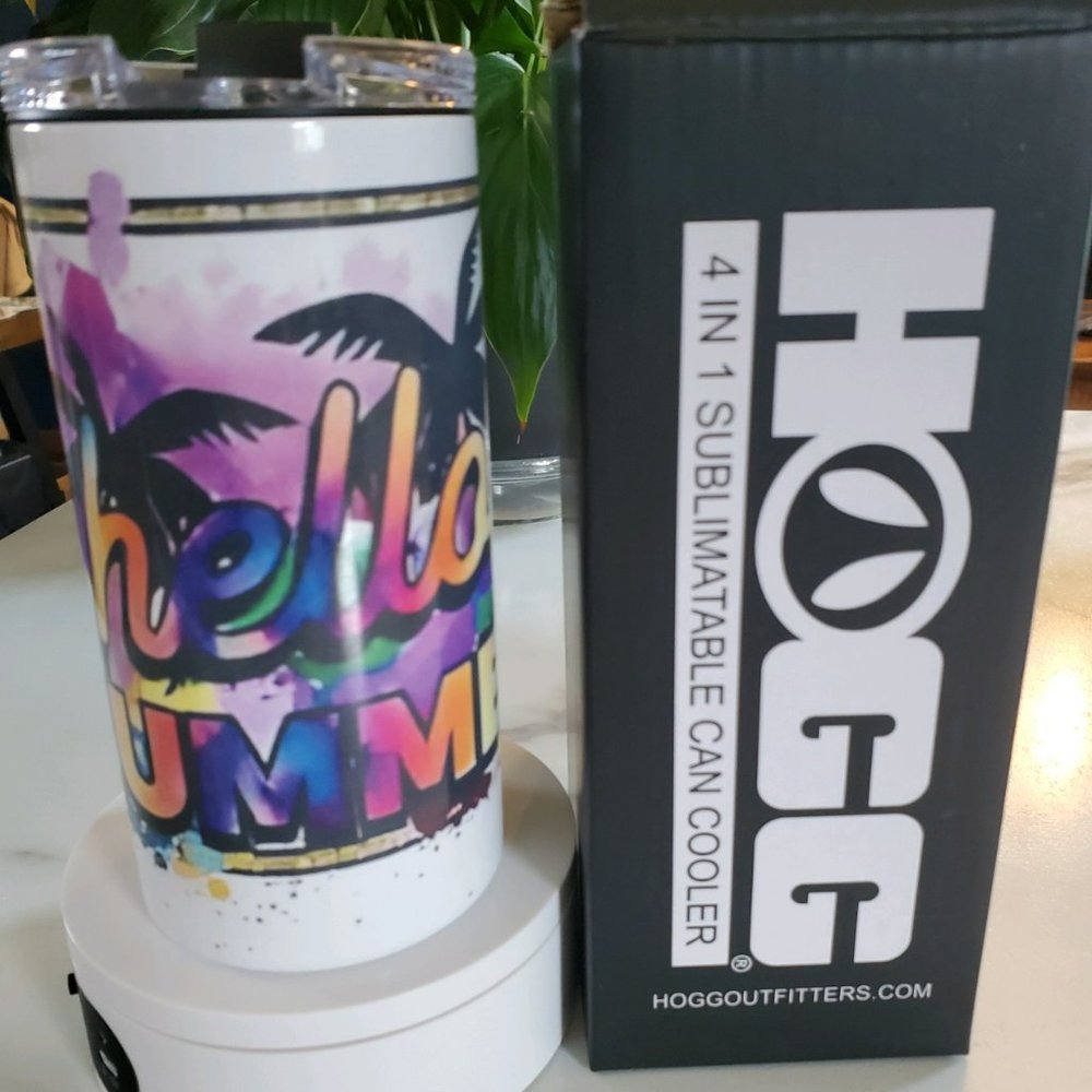 hello summer 4 in 1 Can Cooler 14oz Tumbler ** Error 🎉sale